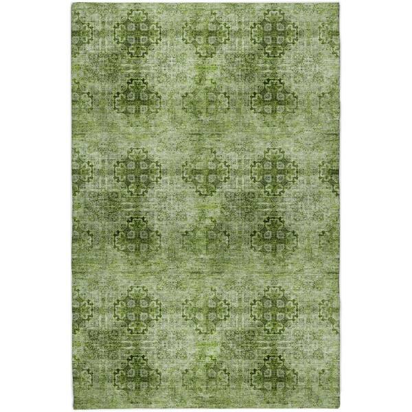 Dream Shag Premium Machine Washable Abstract ADS557 Olive 9 ft. x 12 ft. Area Rug