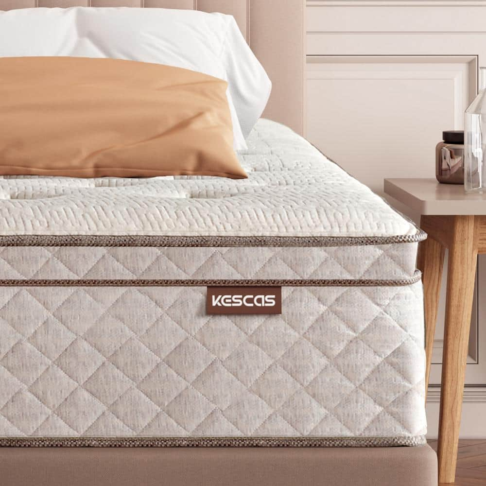 Kescas Queen Medium Comfort Memory Foam Hybrid Innerspring Pocketed Spring Euro Top 8 in. Mattress