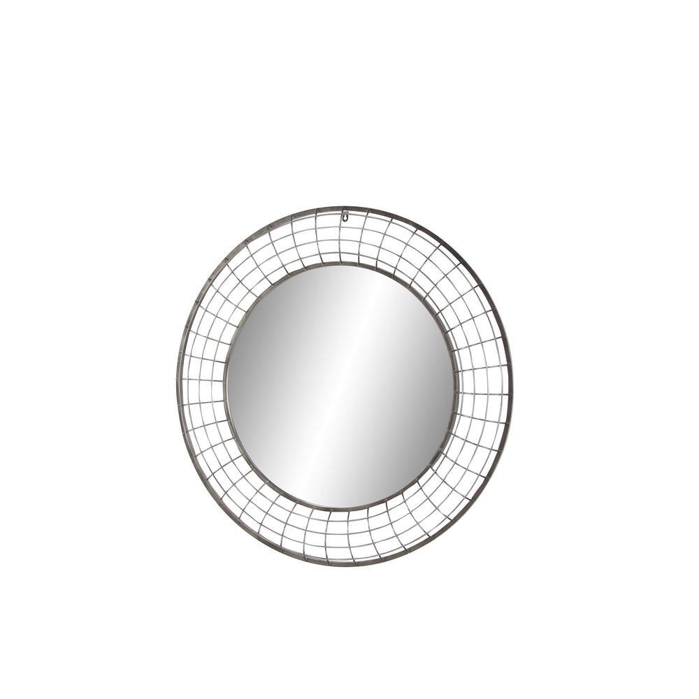 Sleek 36" Black Iron Round Wall Mirror for Industrial Elegance