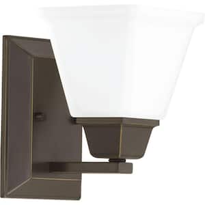Clifton Heights Collection 1-Light Antique Bronze Etched Glass Craftsman Bath Vanity Light