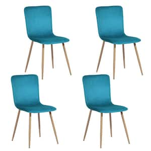 Dining Chairs Set of 4 Kitchen Chairs with Upholstered Seat Back Kitchen Room Side Chair with Metal Legs Seats Blue