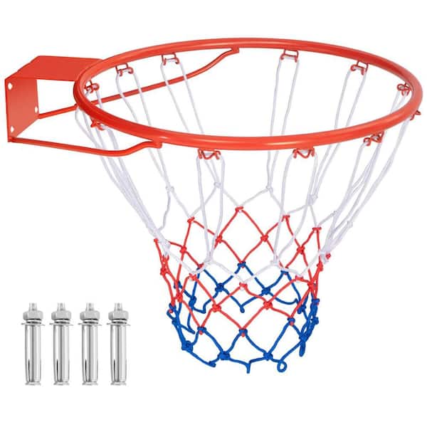 18 in. Basketball Rim Wall Door Mounted Basketball Hoop with All Weather Net Orange