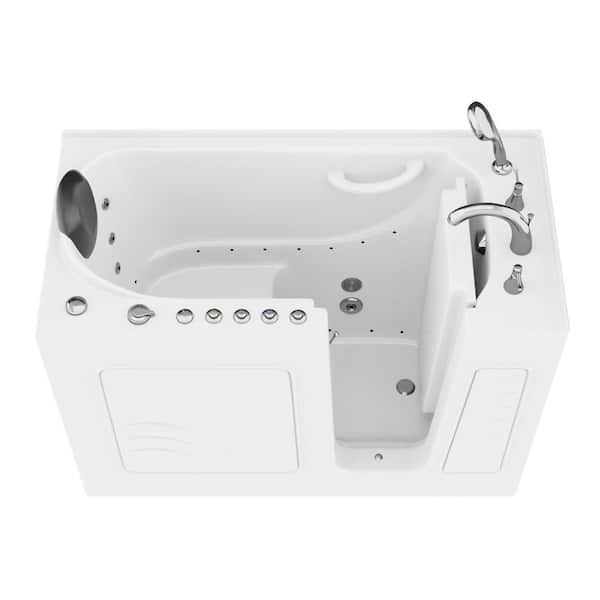 Universal Tubs Safe Premier Series 26 in. L x 53 in. W Right Side Drain Combination Jetted Bathtub in White with Microbubbles Jet