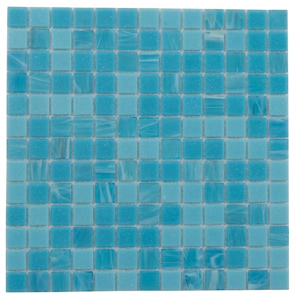 Mingles 12 in. x 12 in. Glossy Arctic Blue Glass Mosaic Wall and Floor Tile (20 sq. ft./case) (20-pack)