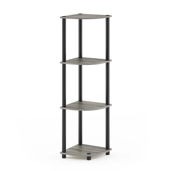 Furinno 43.5 in. Tall French Oak/Black 4-Shelves Etagere Bookcases