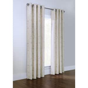 Tuscani Natural Polyester Textured 54 in. W x 84 in. L Grommet Indoor Light Filtering Curtain (Single Panel)