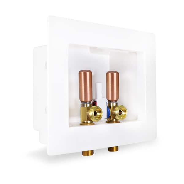 1/2 in. Sweat/ MIP Brass Valve Fittings in White ABS Plastic Washing Machine Dual Outlet Box with Hammer Arrester