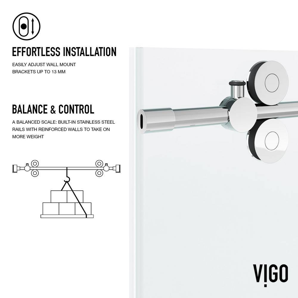 Elan 48-inch Frameless Sliding Shower Door with Clear Glass and Chrome Hardware