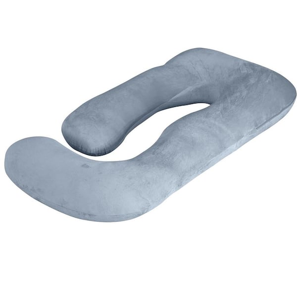 Angel Sar 57 in. U Shaped Full Body Maternity Pillow, Pregnancy Pillow with Removable Cover-Support, Grey