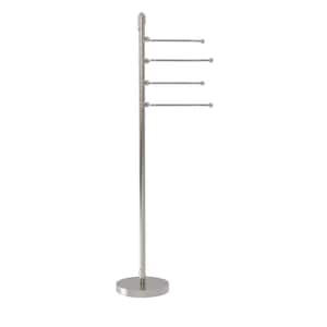 Soho Free Standing Towel Bar 4-Pivoting Swing Arm Towel Stand in Satin Nickel