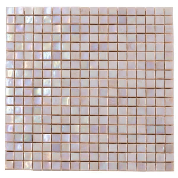 Skosh 11.6 in. x 11.6 in. Glossy Tuscan Beige Glass Mosaic Wall and Floor Tile (18.69 sq. ft./case) (20-pack)