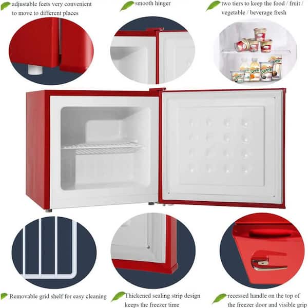 1.2 cu. ft. Compact Manual Defrost Mini Freezer with Adjustable Temperature Controls in Red