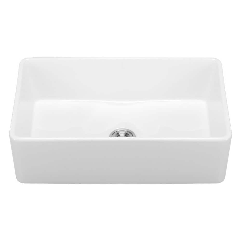 33.5 in. Drop-in Single Bowl Fireclay White Kitchen Sink with Accessory Pack and Drain Head price history on PriceWatchPro