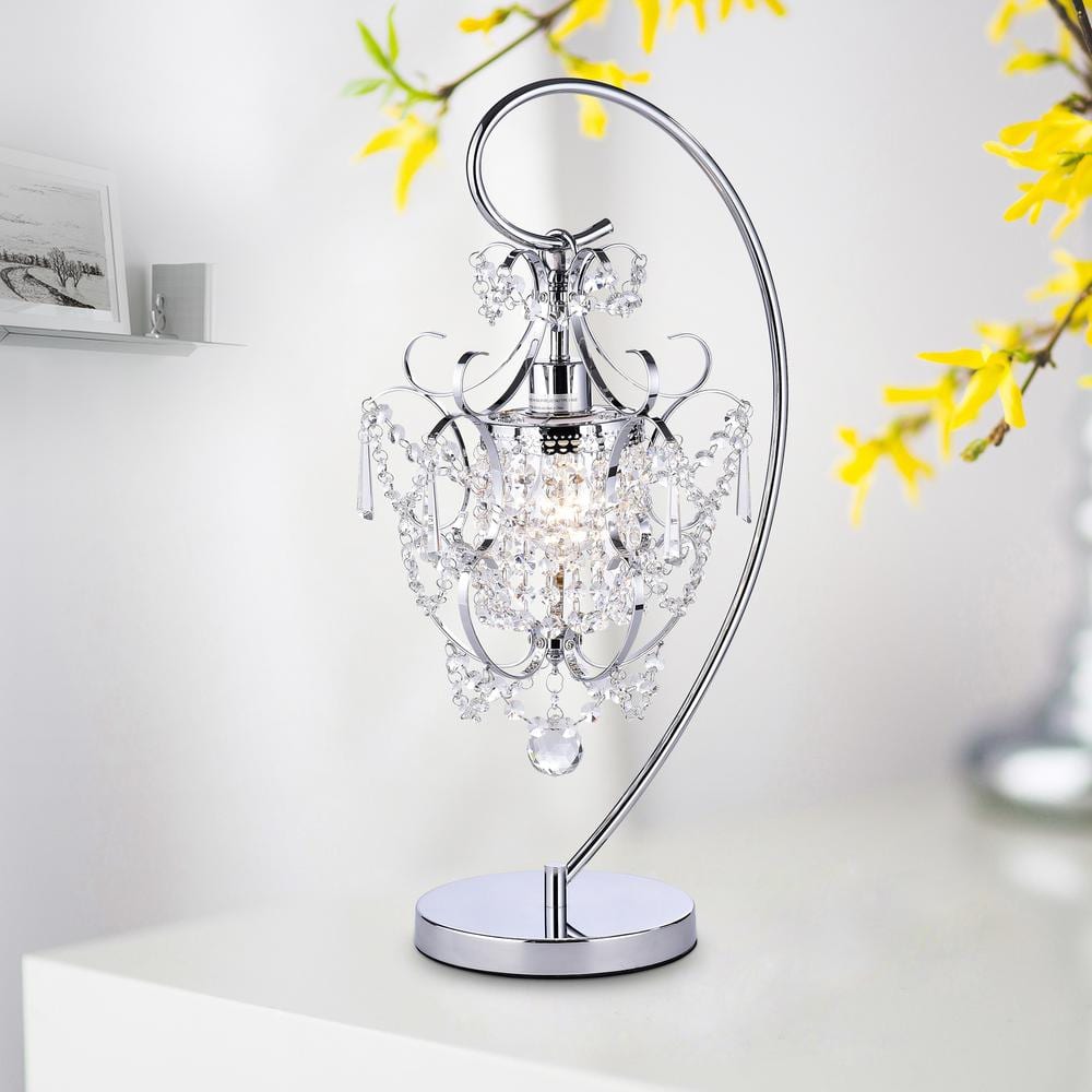 Elysian Adjustable 27" Silver Crystal Chandelier Table Lamp