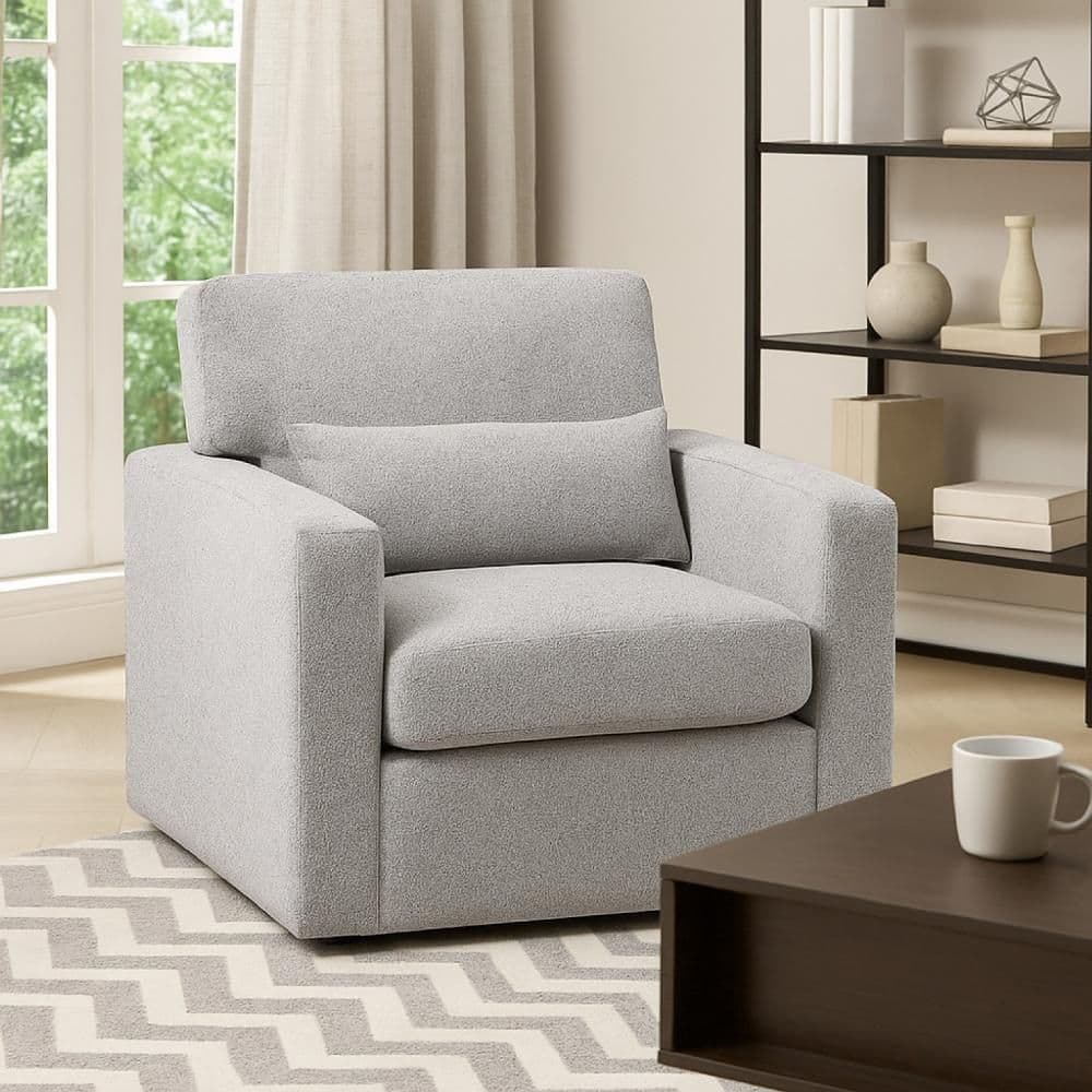 Ompa Cloud Gray Boucle Fabric Swivel Arm Chair with Lumbar Pillow price history on PriceWatchPro
