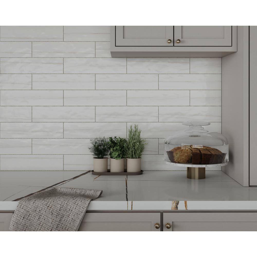 Blanc Glossy Ceramic 3x12 Subway Wall Tile