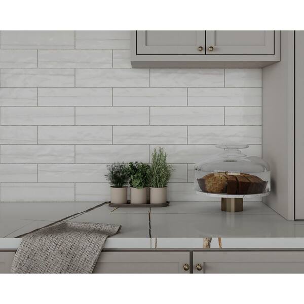 CRUZ BAY STUDIO Alpine 3in. x6in. Blanc Gloss Ceramic Subway Tile