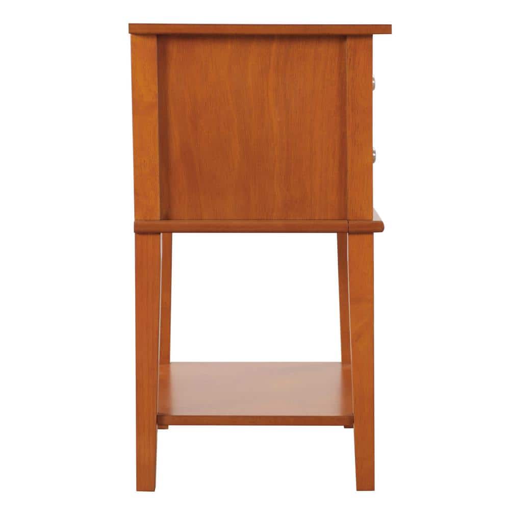 Newton Oak 2-Drawer Nightstand with Open Shelf
