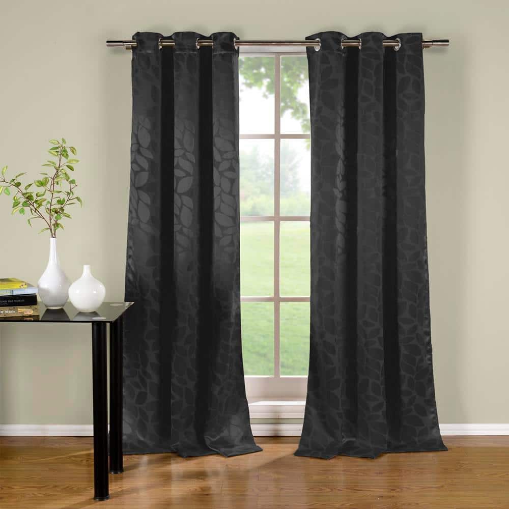 Zayden 38 in. W x 96 in. L Polyester Window Panel in Black