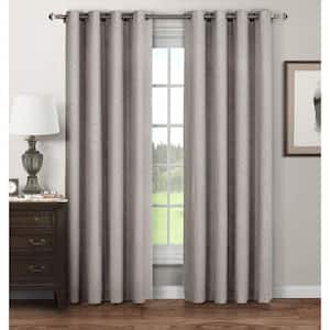 Gray Extra Wide Grommet Sheer Curtain - 52 in. W x 96 in. L (Set of 2)