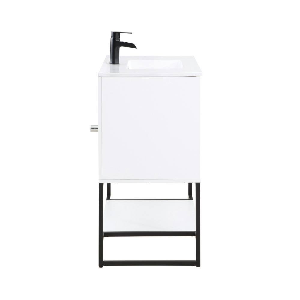 Scarsdale 36" White Freestanding Bathroom Vanity with Steel Legs