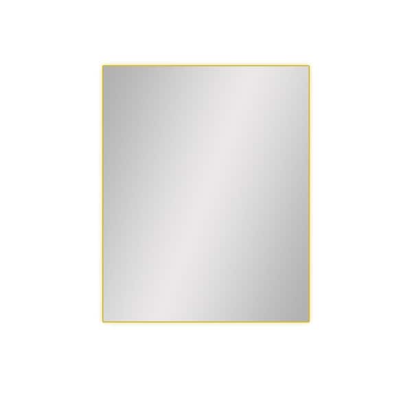 Unbranded Gold 24 in. W x 30 in. H Rectangle Metal Framed Mirror Modern Design Wall Decor Mirror for Living Room