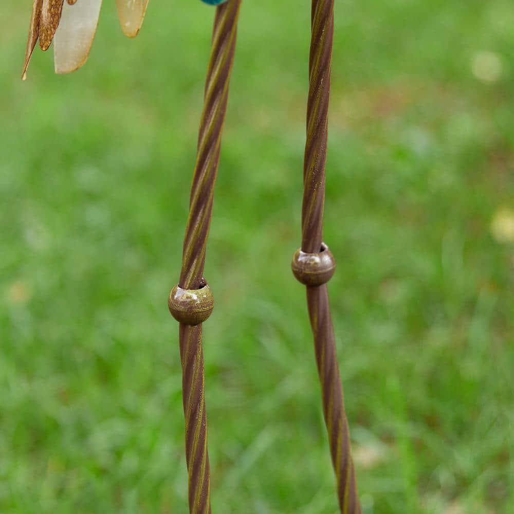 38.5" Blue and Brown Metal Crane Garden Statue