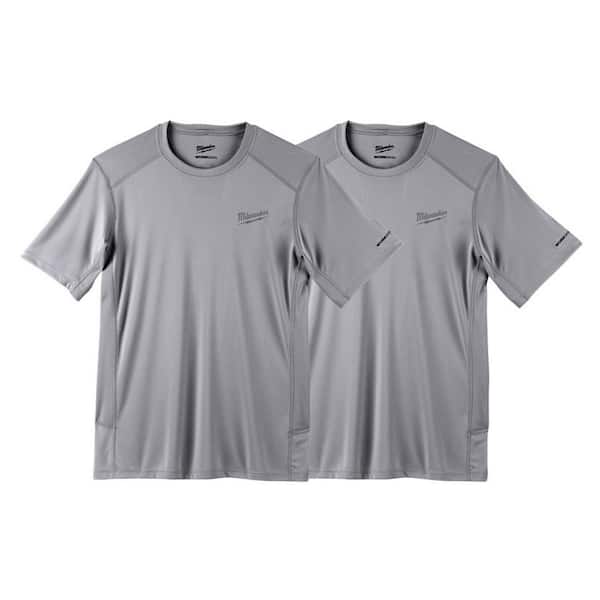 Men's Medium Gray WORKSKIN Light Weight Performance Short-Sleeve T-Shirts (2-Pack)
