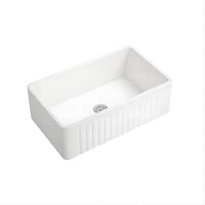 Teresa 30 in. Undermount Single Bowl White Ceramic Farmhouse Kitchen Sink with Optional Apron
