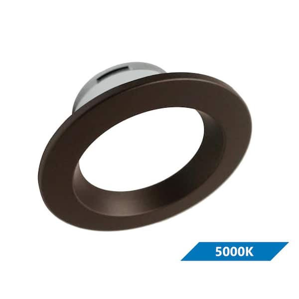NICOR DLR4 Series 4 in. Oil Rubbed Bronze 5000K Integrated LED Recessed Retrofit Downlight Trim