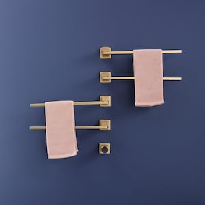 Swingable 4-Towel Holders Screw-In Plug-In and Hardwire Towel Warmer in Golden Brushed