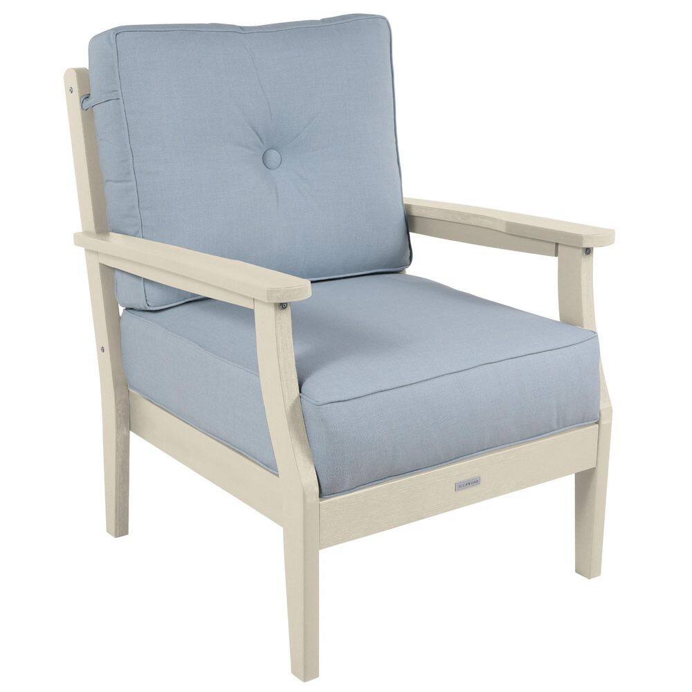 Lehigh Whitewash Recycled Plastic Outdoor Deep Seating Chair with Sunbrella Bliss Dew Cushion price history on PriceWatchPro