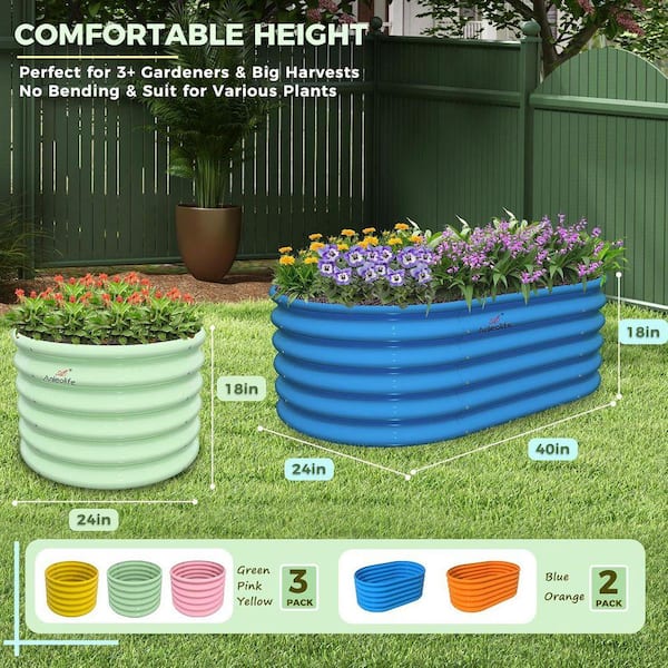 JUJABU 5-Pack Mixed Color Outdoor 40 in. x 24 in. Oval and 24 in