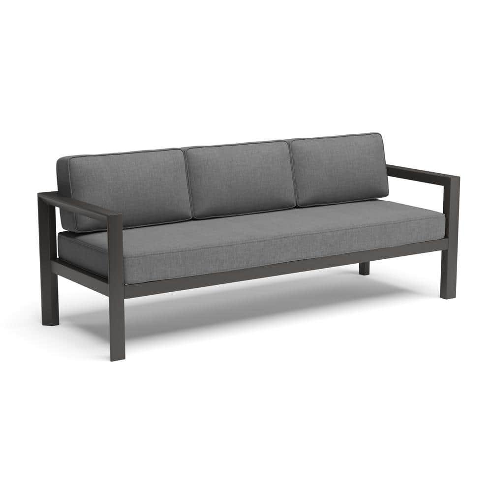 Gray Aluminum Outdoor Sofa with Weather-Resistant Cushions