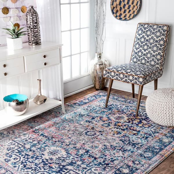 Persian Vintage Raylene Blue Doormat 3 ft. x 5 ft. Area Rug