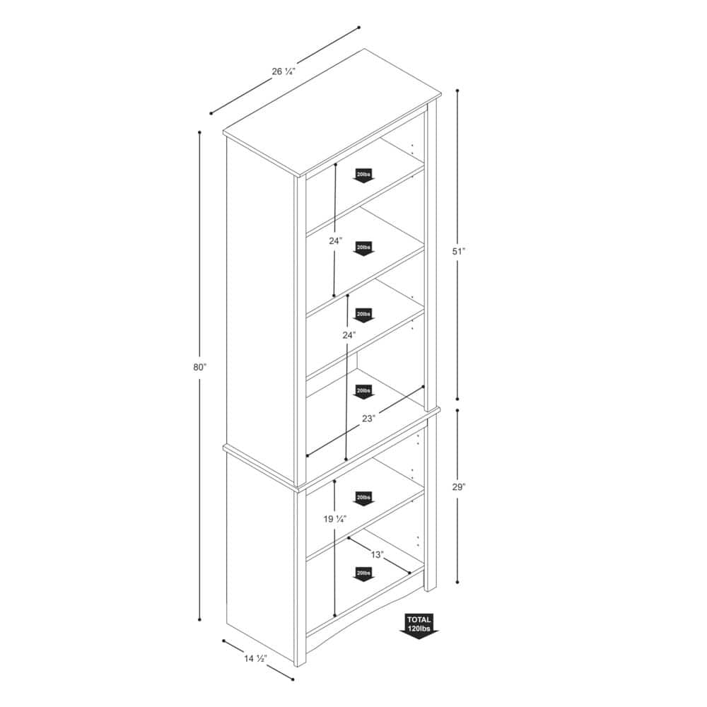 Drifted Gray Composite Transitional Tall 6-Shelf Bookcase