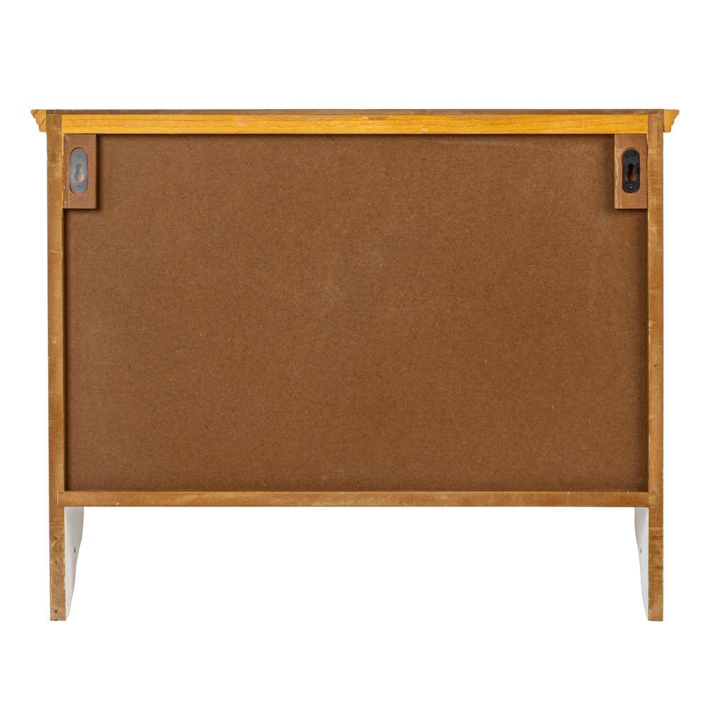 Ivory Wood and Glass Wall Cabinet with Hooks