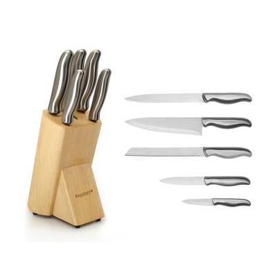 Essentials 6-Piece Stainless Steel Knife Set with Block