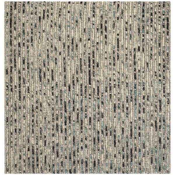 SAFAVIEH Bohemian Grey/Multi 6 ft. x 6 ft. Square Striped Area Rug