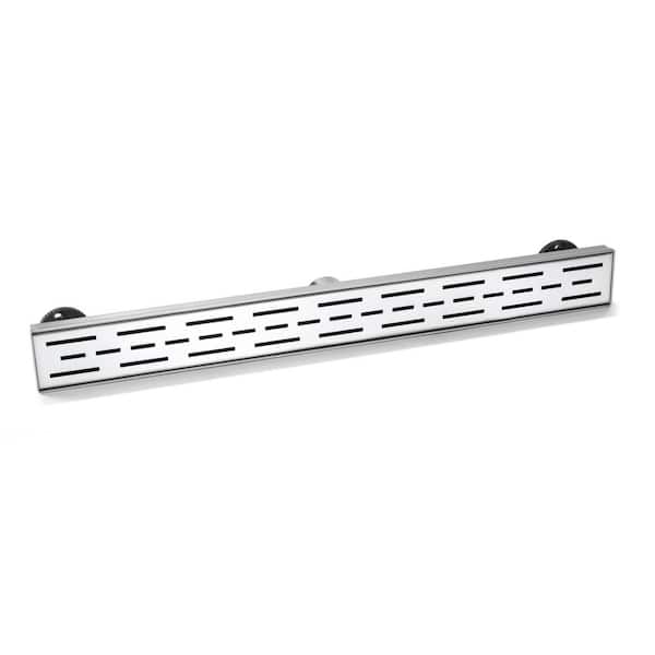 BWE 32 in. Stainless Steel Linear Shower Drain with Square Pattern Drain Cover in Brushed Nickel