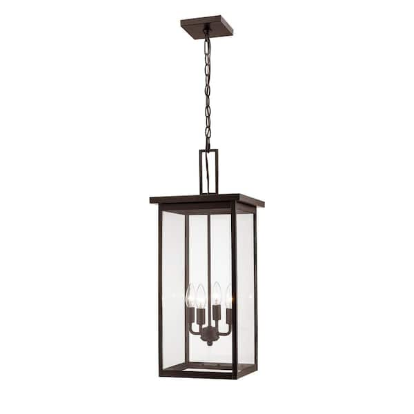 Millennium Lighting 4-Light 13 in. Powder Coat Bronze Outdoor Lantern Pendant