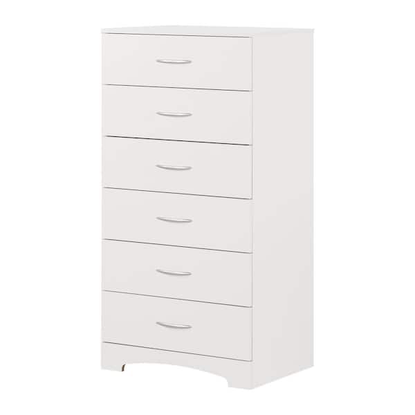 Step One Pure White 6-Drawers 26 in. Chest of Drawers