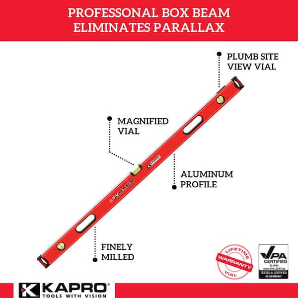 36 in. Professional Aluminum Box Level with Magnified Vial and Plumb Site