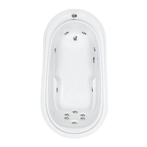 Comfortflo Premier 72 in. x 37 in. Acrylic Oval Drop-in Whirlpool Bathtub with Reversible Drain in Bone