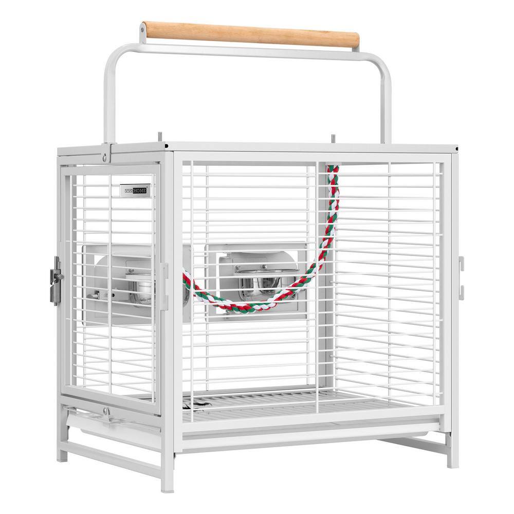 Bird Travel Carrier Foldable Bird Cage Parrot Cage With Two Feeder Bow