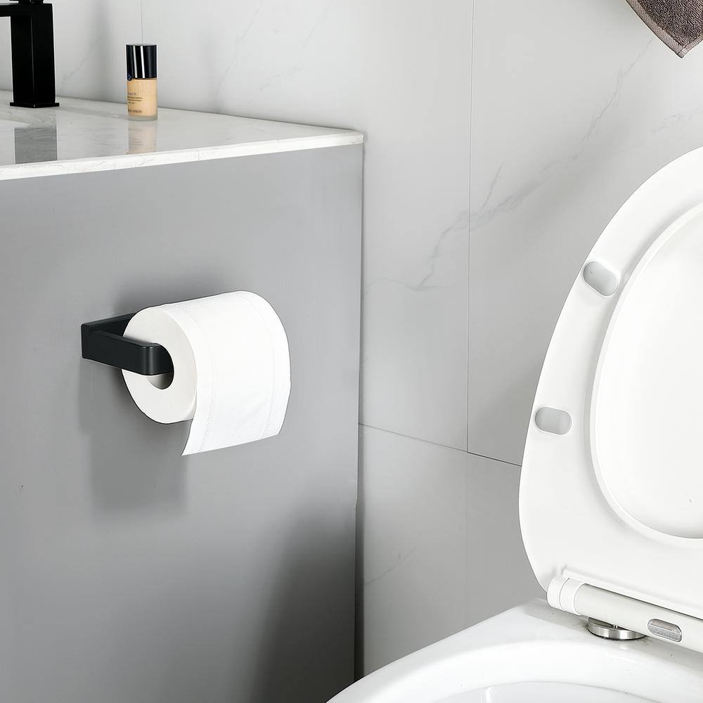 Matte Black Stainless Steel Wall-Mount Toilet Paper Holder