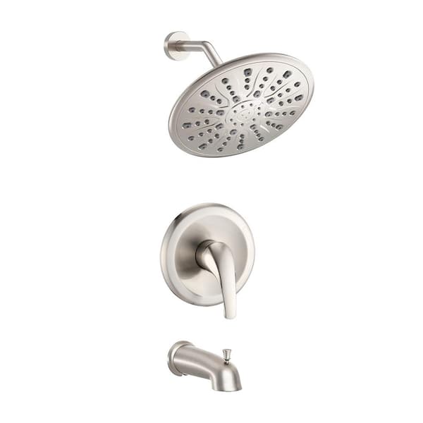 Inner Decor Dias 9 in. Dia Single-Handle 2-Spray Tub and Shower Faucet in Brushed Nickel (Valve Included)