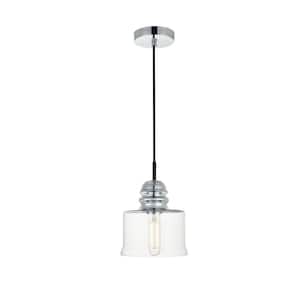 Timeless Home Kali 1-Light Pendant in Chrome with 6.7 in. W x 7.5 in. H Clear Glass Shade