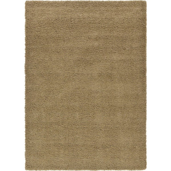 Unique Loom Solid Shag Sandy Brown 7 Ft. X 10 Ft. Area Rug 3126245 ...