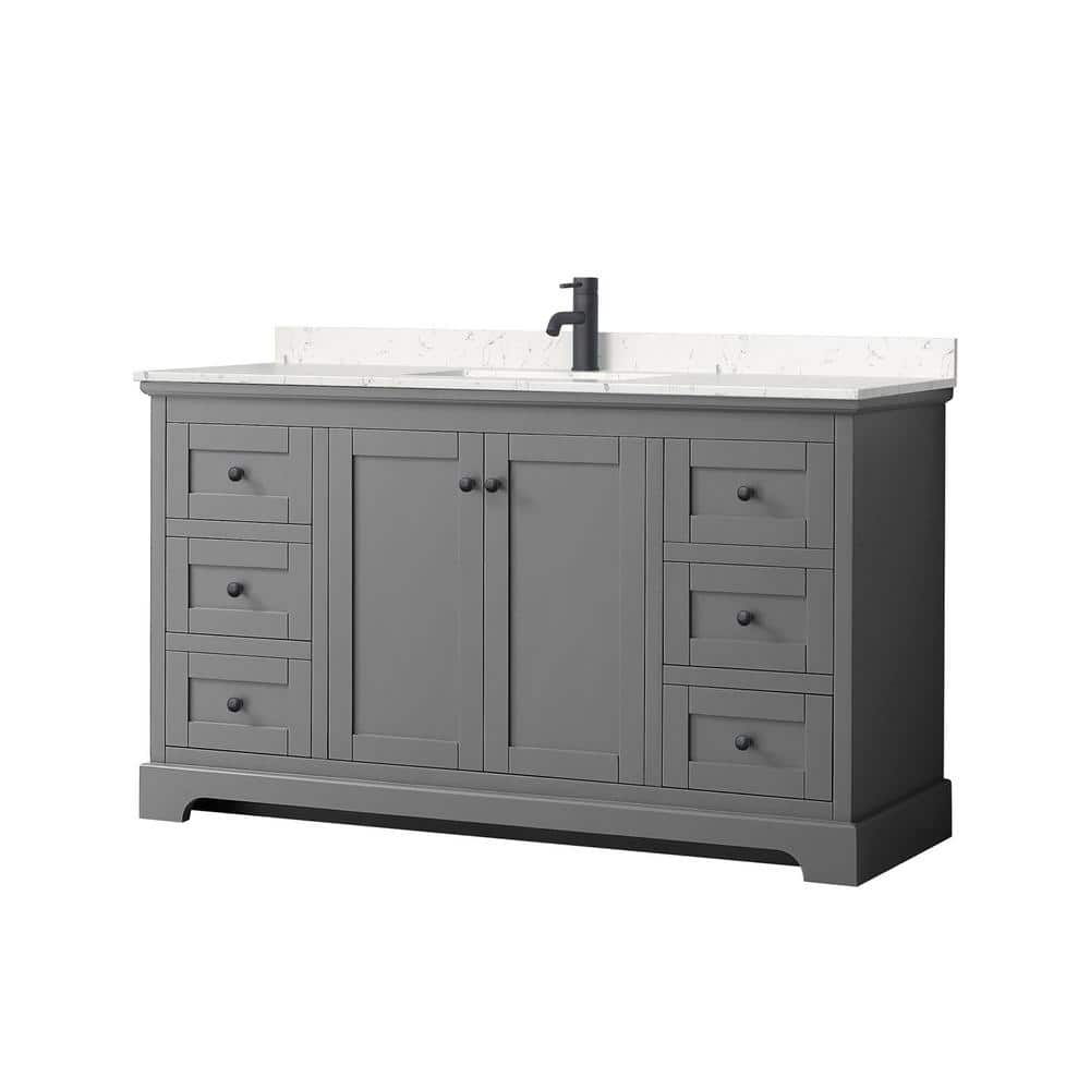 Avery 60'' Dark Gray Freestanding Bathroom Vanity with Marble Top